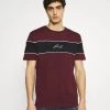 Pier One Hombre Camiseta Estampada - Bordeaux/black/white -Ofertas Pier One Tienda 3901be0039044398a33b40fceb473dd6
