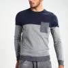 Pier One Jersey De Punto - Mottled Grey/dark Blue, Hombre
