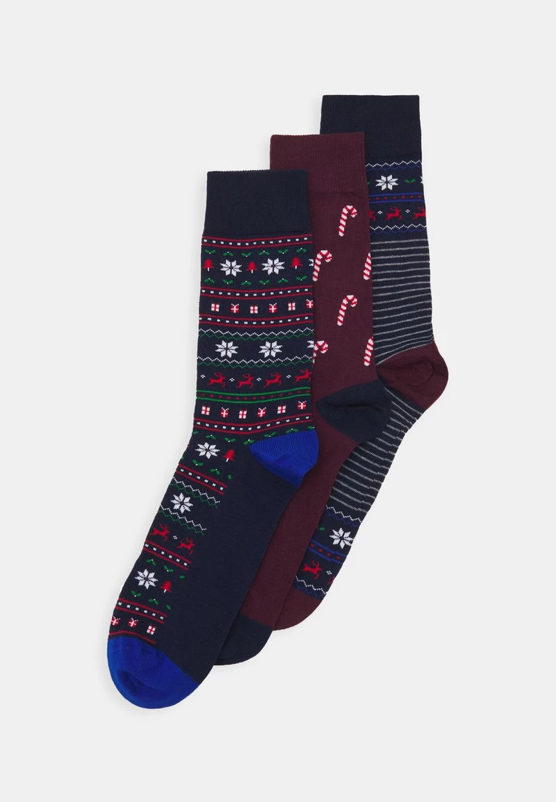 Pier One Hombre XMAS GIFT BOX 3 PACK - Calcetines - Dark Blue/bordeaux/red 3 Pier One Hombre XMAS GIFT BOX 3 PACK - Calcetines - Dark Blue/bordeaux/red