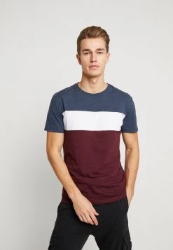 Pier One Hombre Camiseta Estampada - Bordeaux / Dark Blue