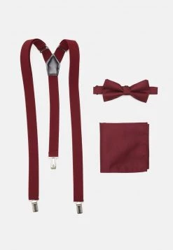 Pier One Hombre SUSPENDER/HOSENTRÄGER SET - Pañuelo De Bolsillo - Bordeaux