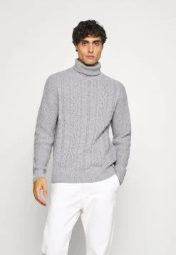 Pier One Hombre NEW CABLE TURTLENECK JUMPER - Jersey De Punto - Light Grey