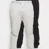 Pier One Hombre 2 PACK - Pantalones Deportivos - Black/mottled Light Grey