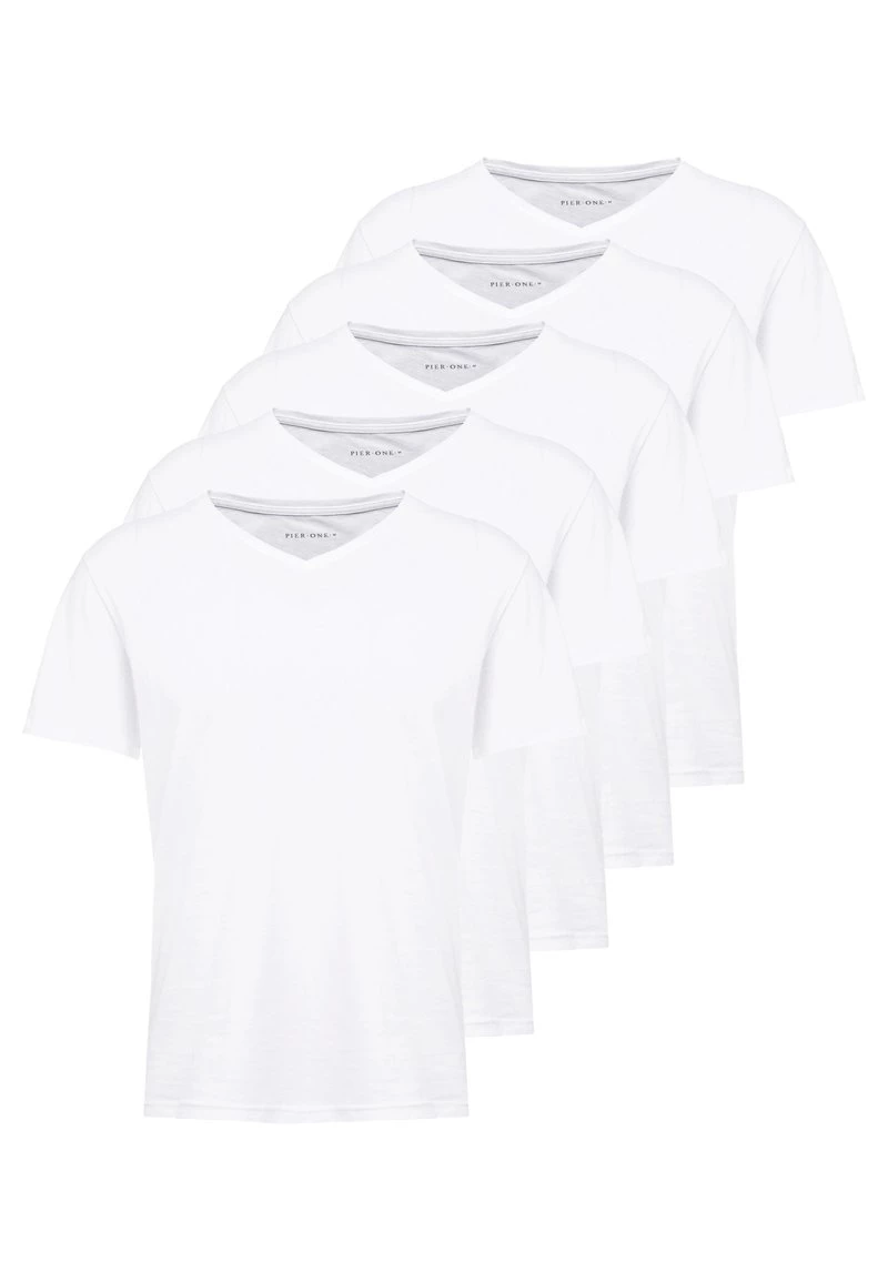 Pier One Hombre 5 PACK - Camiseta Básica - White 6 Pier One Hombre 5 PACK - Camiseta Básica - White - Imagen 4