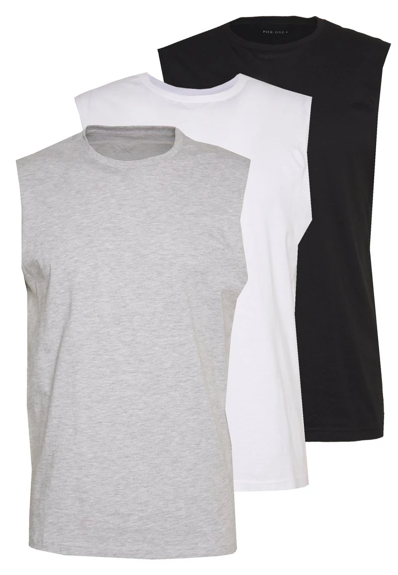Pier One 3 PACK - Camiseta Básica - Grey/white/black, Hombre 9 Pier One 3 PACK - Camiseta Básica - Grey/white/black, Hombre - Imagen 7