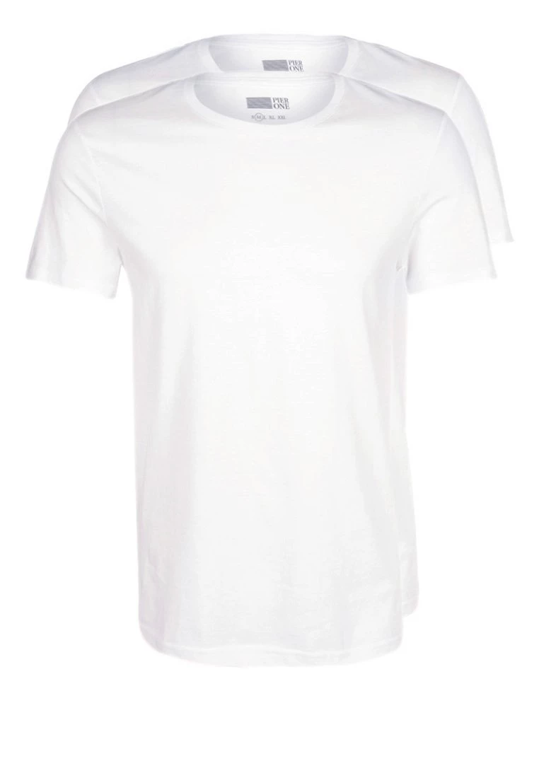 Pier One Hombre 2 PACK - Camiseta Básica - White 3 Pier One Hombre 2 PACK - Camiseta Básica - White
