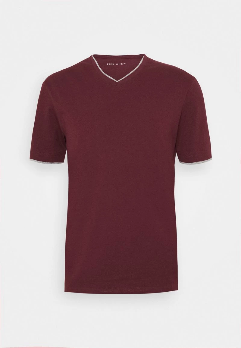 Pier One Hombre Camiseta Básica - Bordeaux 7 Pier One Hombre Camiseta Básica - Bordeaux - Imagen 5