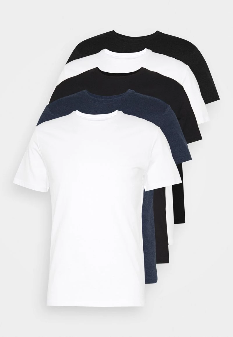 Pier One Hombre 5 PACK - Camiseta Básica - Black/white/blue 6 Pier One Hombre 5 PACK - Camiseta Básica - Black/white/blue - Imagen 4